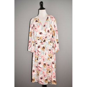 CHARLES HENRY Floral High-Low Wrap Dress